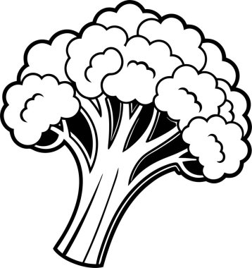 Beyaz arkaplanda Brokoli simgesi vektör çizgisi Art & Illustration