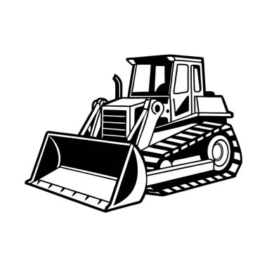 Beyaz arkaplandaki Buldozer Vektör Sanatı & Görüntü