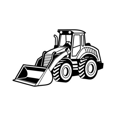 Beyaz arkaplandaki Buldozer Vektör Sanatı & Görüntü