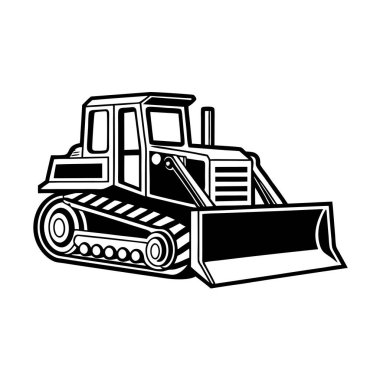 Beyaz arkaplandaki Buldozer Vektör Sanatı & Görüntü