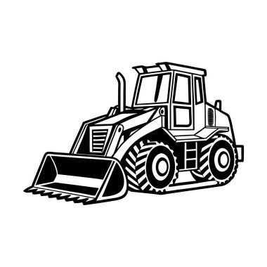 Beyaz arkaplandaki Buldozer Vektör Sanatı & Görüntü