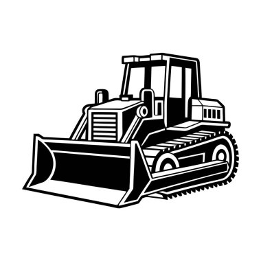 Beyaz arkaplandaki Buldozer Vektör Sanatı & Görüntü
