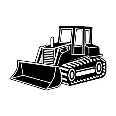 Beyaz arkaplandaki Buldozer Vektör Sanatı & Görüntü
