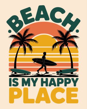 Summer Beach T-Shirt Tasarım Vektör Sanatı & İllüstrasyon