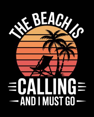 Summer Beach T-Shirt Tasarım Vektör Sanatı & İllüstrasyon