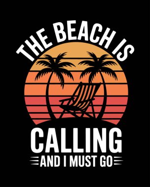 Summer Beach T-Shirt Tasarım Vektör Sanatı & İllüstrasyon