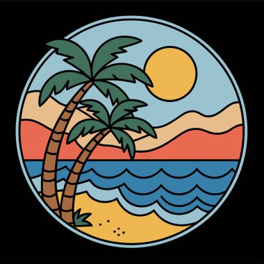 Summer Beach T-Shirt Tasarım Vektör Sanatı & İllüstrasyon