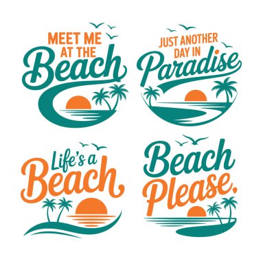 Summer Beach T-Shirt Tasarım Vektör Sanatı & İllüstrasyon