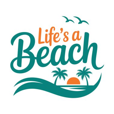 Summer Beach T-Shirt Tasarım Vektör Sanatı & İllüstrasyon