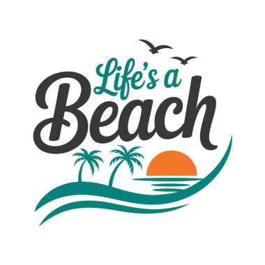 Summer Beach T-Shirt Tasarım Vektör Sanatı & İllüstrasyon