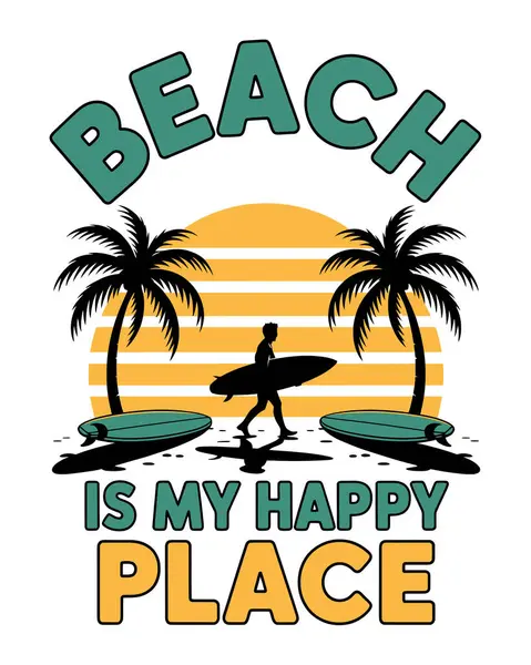 Summer Beach T-Shirt Tasarım Vektör Sanatı & İllüstrasyon