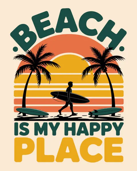 Summer Beach T-Shirt Tasarım Vektör Sanatı & İllüstrasyon