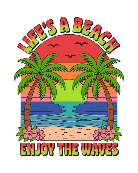 Summer Beach T-Shirt Tasarım Vektör Sanatı & İllüstrasyon