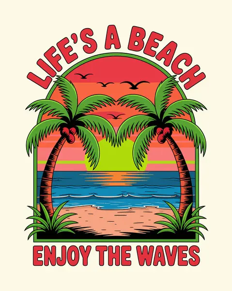 Summer Beach T-Shirt Tasarım Vektör Sanatı & İllüstrasyon