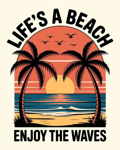 Summer Beach T-Shirt Tasarım Vektör Sanatı & İllüstrasyon