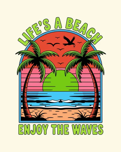 Summer Beach T-Shirt Tasarım Vektör Sanatı & İllüstrasyon
