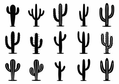 Kaktüs çöl siluetleri vektör sanat ve illüstrasyon