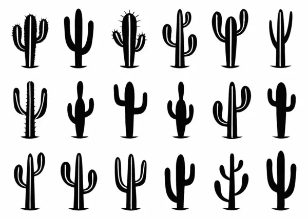 Kaktüs çöl siluetleri vektör sanat ve illüstrasyon