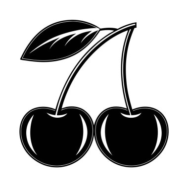 Beyaz arkaplanda kiraz vektörü silueti Art & Illustration