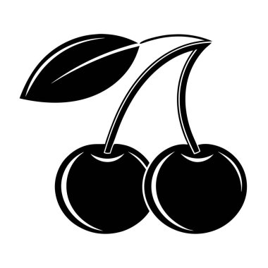 Beyaz arkaplanda kiraz vektörü silueti Art & Illustration