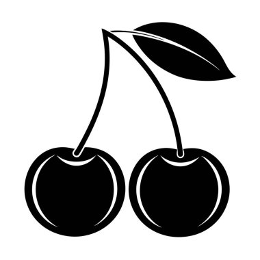 Beyaz arkaplanda kiraz vektörü silueti Art & Illustration