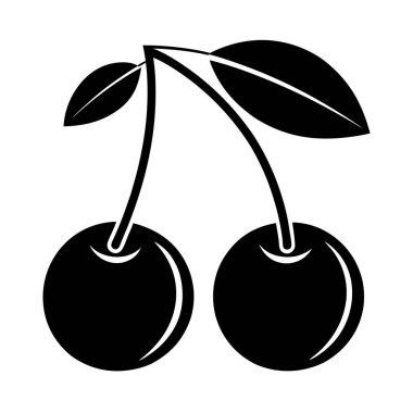 Beyaz arkaplanda kiraz vektörü silueti Art & Illustration