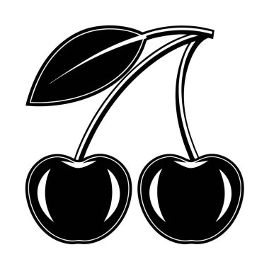 Beyaz arkaplanda kiraz vektörü silueti Art & Illustration