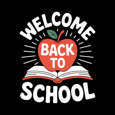 Okula dönelim. Renkli el çizimi metin ile vektör harfi