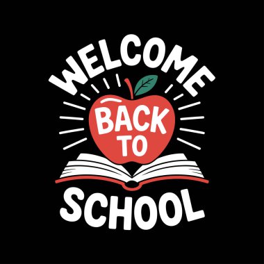 Okula dönelim. Renkli el çizimi metin ile vektör harfi