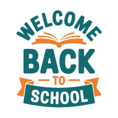 Okula dönelim. Renkli el çizimi metin ile vektör harfi