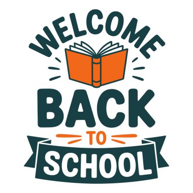 Okula dönelim. Renkli el çizimi metin ile vektör harfi