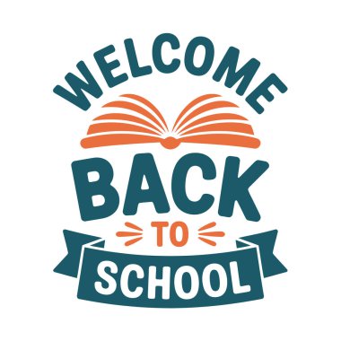 Okula dönelim. Renkli el çizimi metin ile vektör harfi