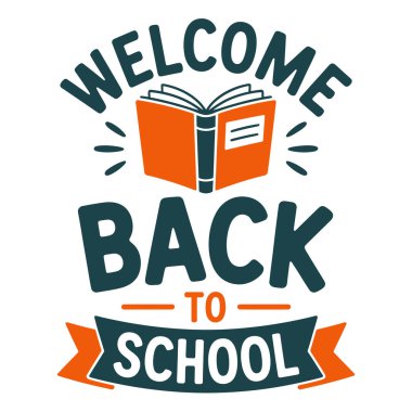 Okula dönelim. Renkli el çizimi metin ile vektör harfi