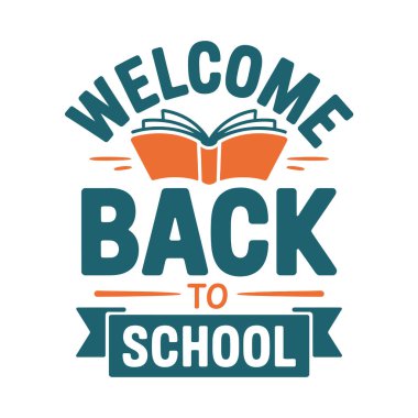 Okula dönelim. Renkli el çizimi metin ile vektör harfi