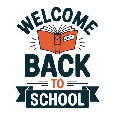 Okula dönelim. Renkli el çizimi metin ile vektör harfi