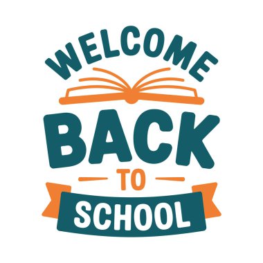 Okula dönelim. Renkli el çizimi metin ile vektör harfi