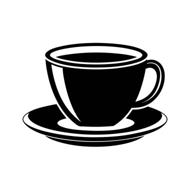 Buharlı Kahve Kupası, Klasik Siyah & Beyaz Simge Vektör Sanatı & İllüstrasyon