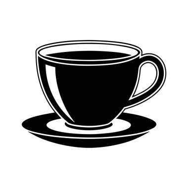 Buharlı Kahve Kupası, Klasik Siyah & Beyaz Simge Vektör Sanatı & İllüstrasyon