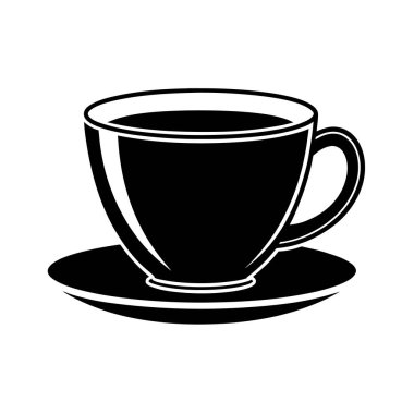 Buharlı Kahve Kupası, Klasik Siyah & Beyaz Simge Vektör Sanatı & İllüstrasyon