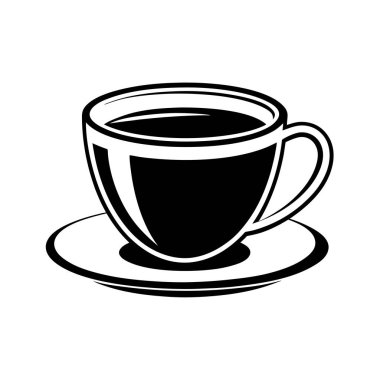 Buharlı Kahve Kupası, Klasik Siyah & Beyaz Simge Vektör Sanatı & İllüstrasyon
