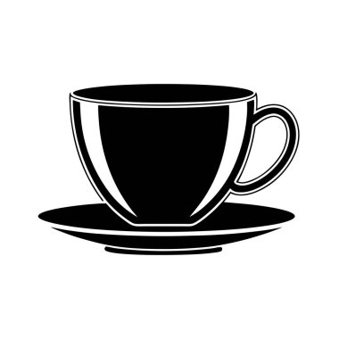 Buharlı Kahve Kupası, Klasik Siyah & Beyaz Simge Vektör Sanatı & İllüstrasyon