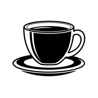 Buharlı Kahve Kupası, Klasik Siyah & Beyaz Simge Vektör Sanatı & İllüstrasyon