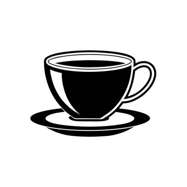 Buharlı Kahve Kupası, Klasik Siyah & Beyaz Simge Vektör Sanatı & İllüstrasyon