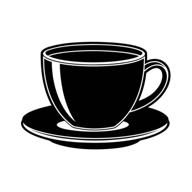 Buharlı Kahve Kupası, Klasik Siyah & Beyaz Simge Vektör Sanatı & İllüstrasyon