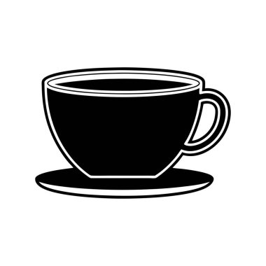 Buharlı Kahve Kupası, Klasik Siyah & Beyaz Simge Vektör Sanatı & İllüstrasyon