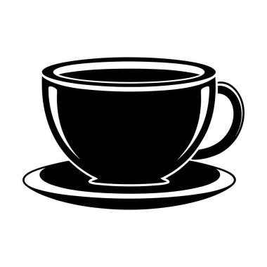 Buharlı Kahve Kupası, Klasik Siyah & Beyaz Simge Vektör Sanatı & İllüstrasyon