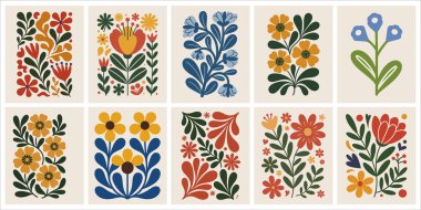 Soyut Çiçekler, Organik Yapraklar ve Modern Şekiller 'in yer aldığı modaya uygun Botanik Duvarı Sanat Baskıları Çağdaş Ev Dekorasyonu ve Estetik Yaşam Alanları İçin Mükemmel.