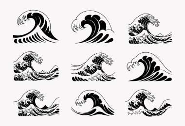 Dalgaların dokuz farklı siyah ve beyaz çiziminden oluşan bir koleksiyon. Dalgalar, bazıları kalın, katı şekilli, diğerleri ise ince çizgili sprey ve köpüğü tasvir eden tarzlarıyla farklılık gösterir. Beyaz bir arkaplanda sunuluyorlar..