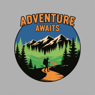 Sırt çantalı bir yürüyüşçü mavi gökyüzünün altındaki görkemli dağlara doğru dolambaçlı bir yolda yürüyor..