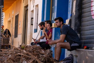 Photo shows the aftermath of the recent flood in Alfafar, Valencia, Spain. Captured are damaged homes, roads, cars and the efforts of residents, emergency services and volunteers to clean and rebuild. clipart